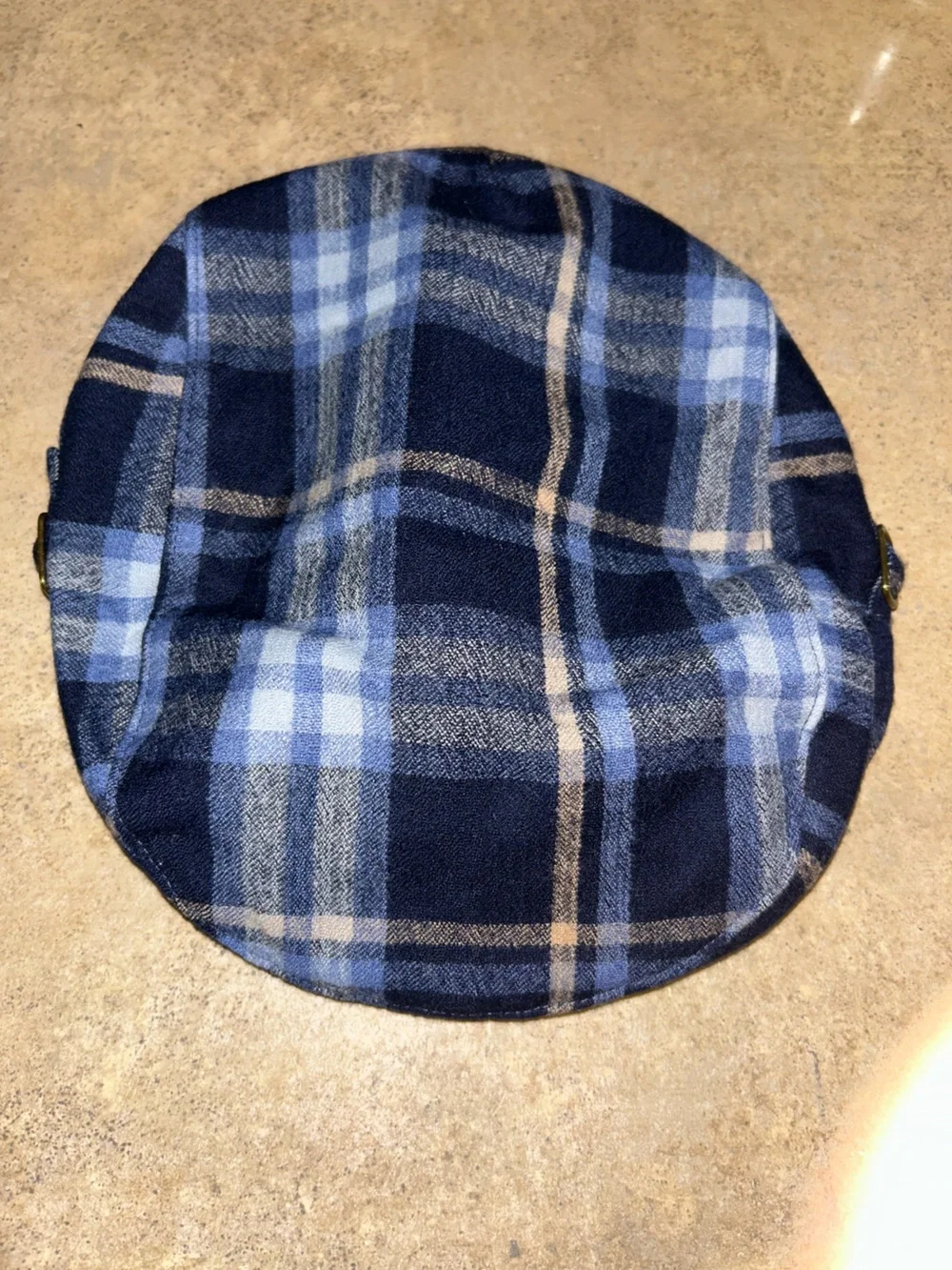 Janie and Jack Toddler Hat - navy plaid 100% wool newsboy
